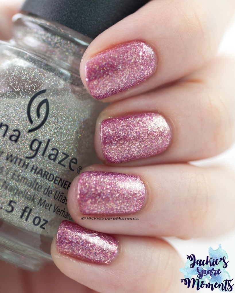 Two coats of HEMA Sparkling Me topped with China Glaze Fairy Dust. 