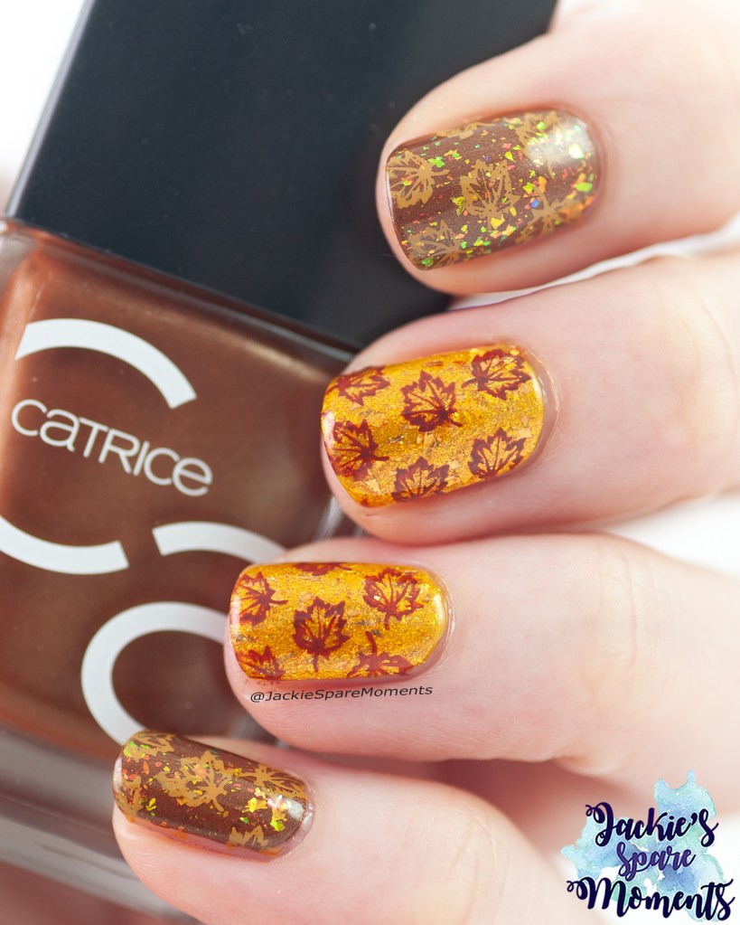 brown and yellow fall nail art