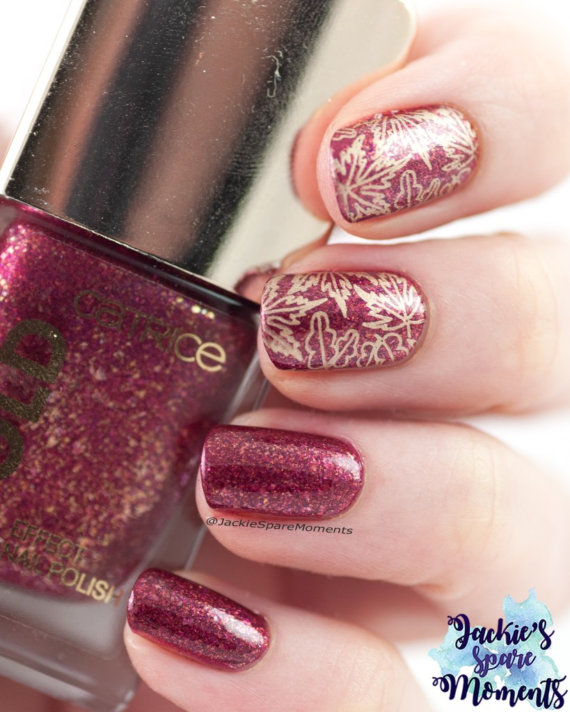 red and gold fall nail art