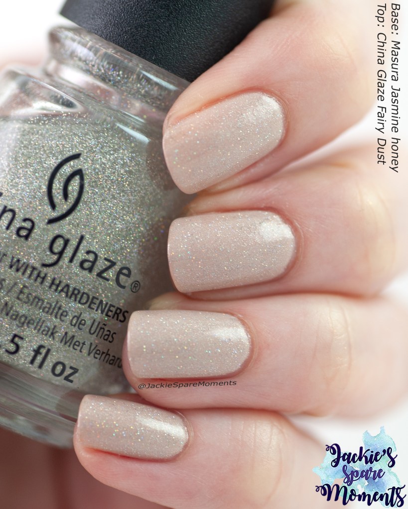 Masura Jasmine Honey topped with China Glaze Fairy Dust