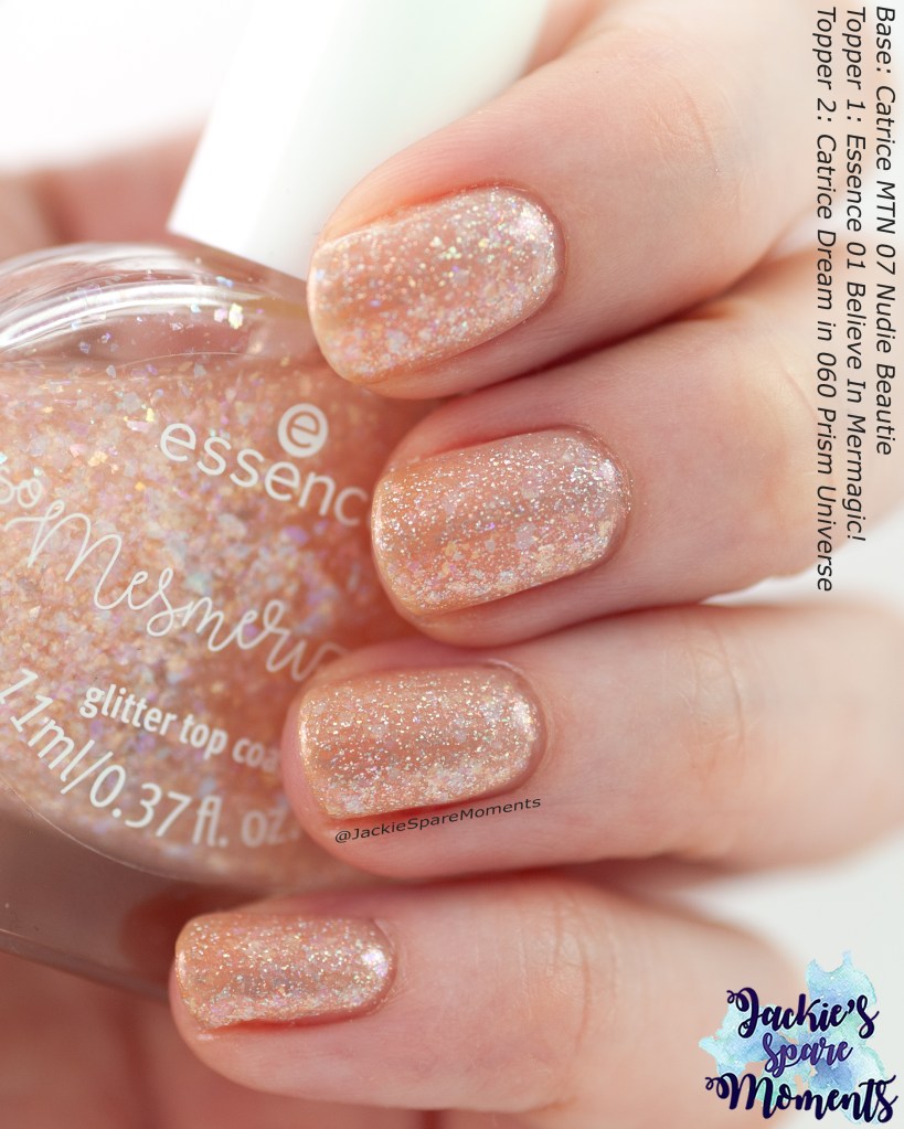 Combination of Catrice More than nude 07 Nudie Beautie; Essence 01 Believe in Mermagic; Catrice Dream in 060 Prism Universe