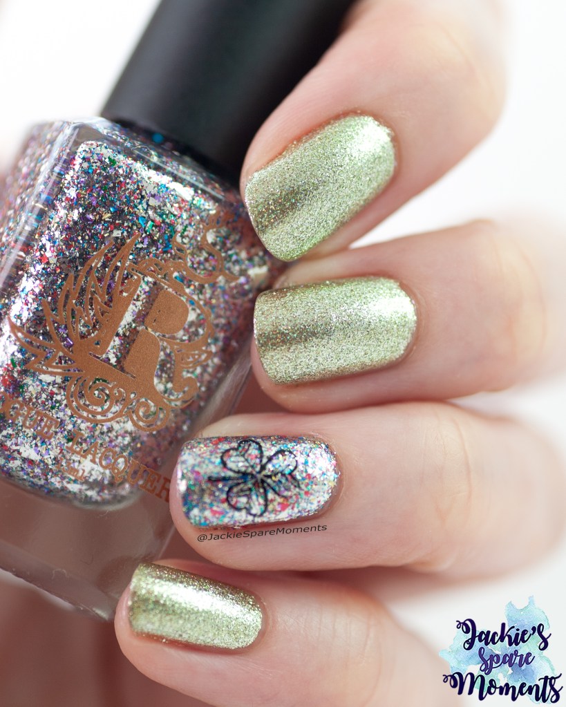 St Patricks manicure with ILNP On the way and Rogue lacquer Shattered rainbows