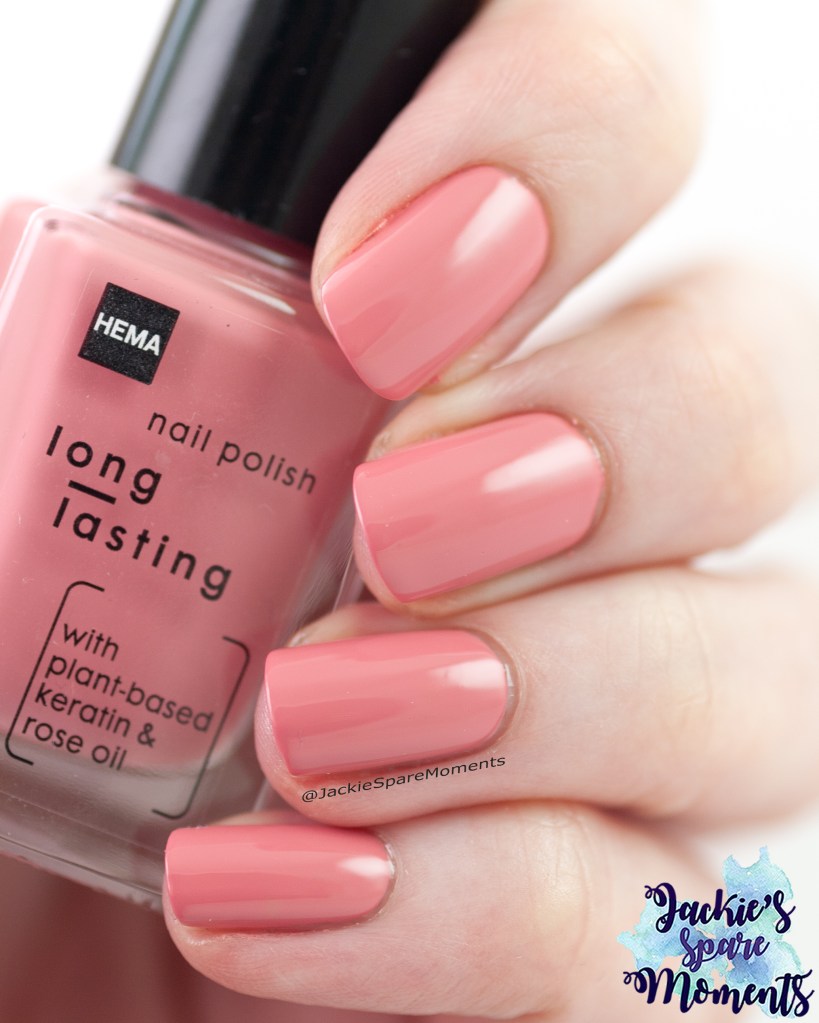 Soft pink HEMA nail polish.