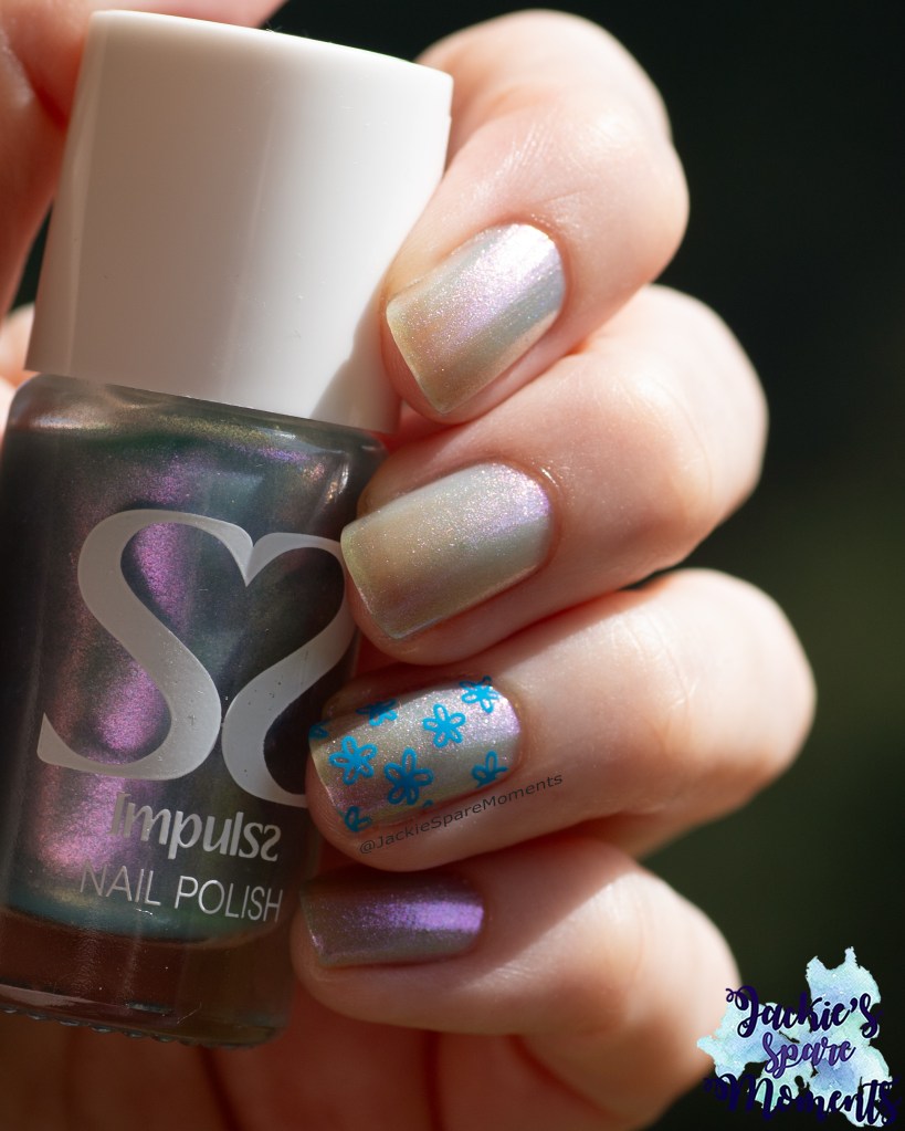 Sheer jelly nail polish with pink shimmer